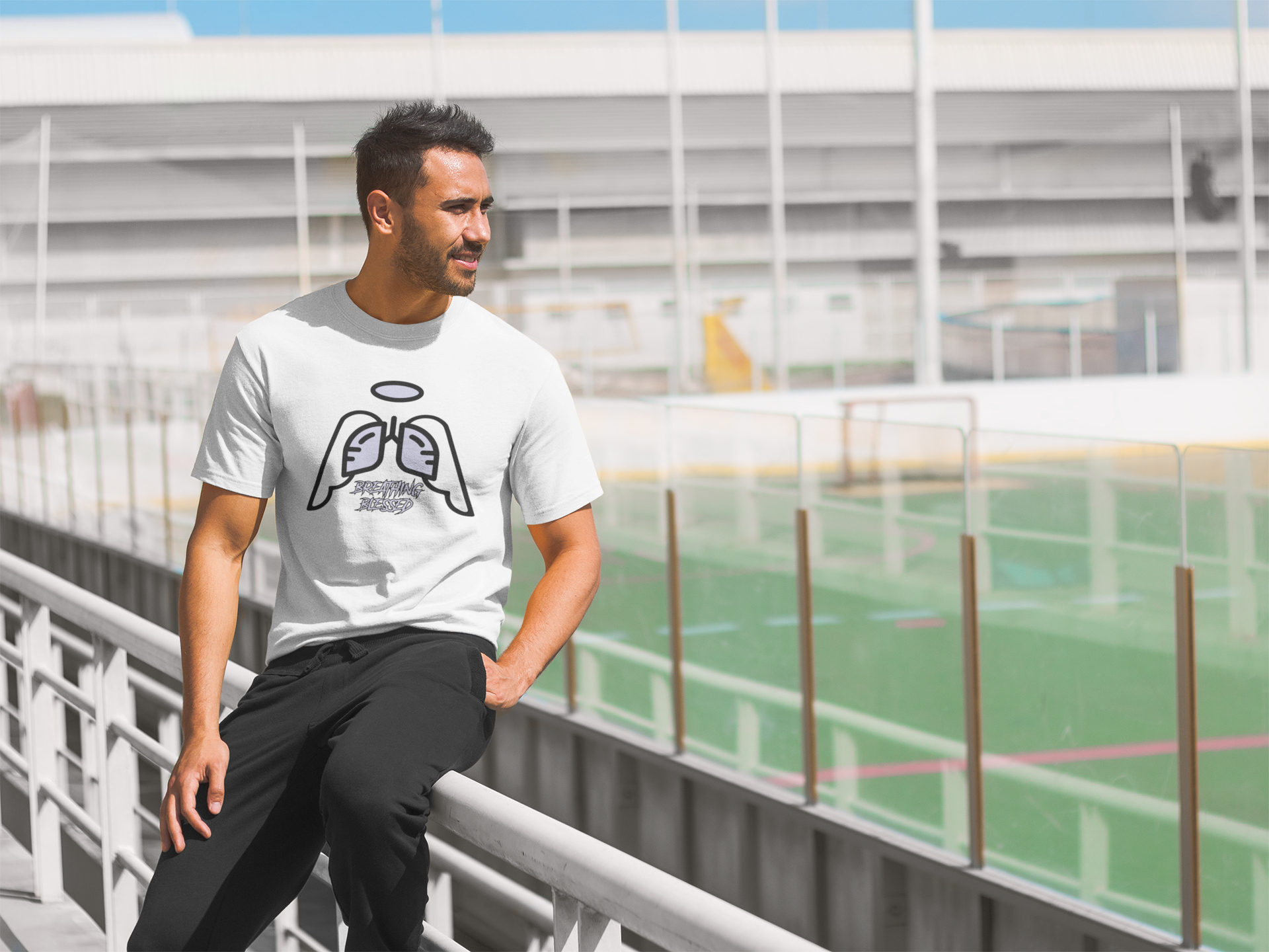 Guy at soccer field PW Wing WT Tee